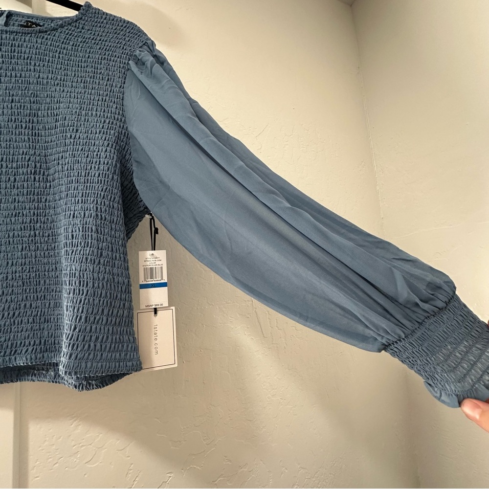 Nordstrom Powder Blue Smocked Blouse - Picture 8 of 14